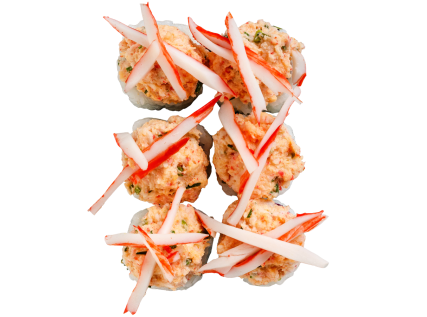 Spicy surimi uramaki roll